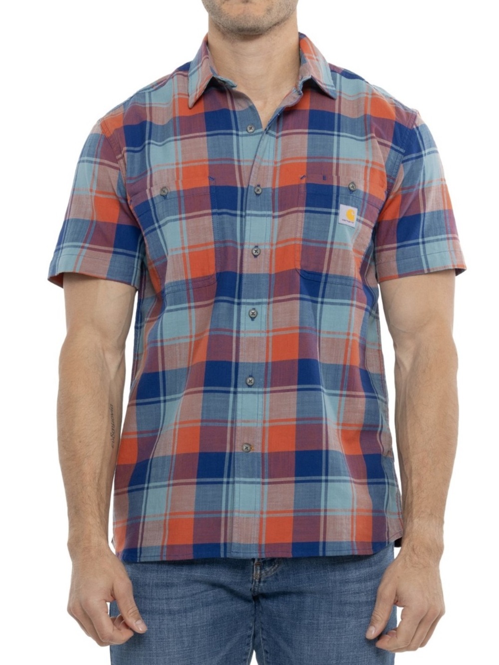 Carhartt Short-Sleeve Relaxed Fit Plaid Button-Down Shirt